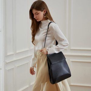 HESHE GENUINE LEATHER CONVERTIBLE BACKPACK PURSE